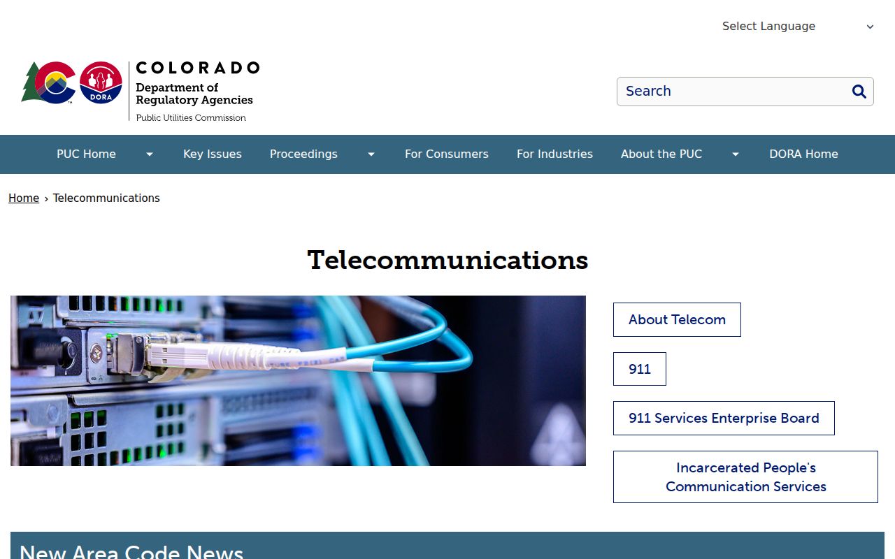 Colorado area codes oversight explained on the state PUC telecommunications page