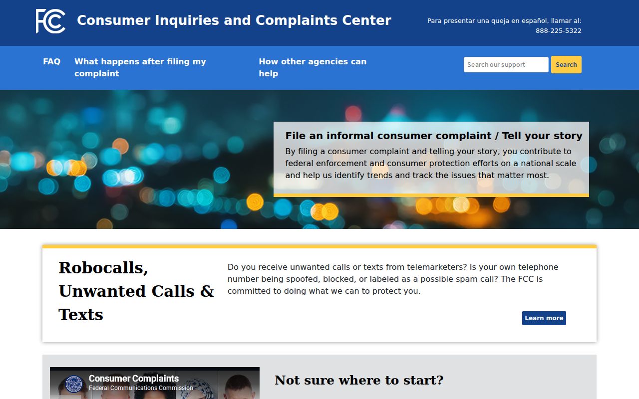 Colorado phone codes complaint routing at the FCC Consumer Complaint Center